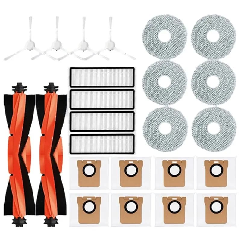 LLCS - Accessori per Robot Aspirapolvere Xiaomi X20+ / X20 Plus: Spazzola Principale, Spazzola Laterale, Filtro HEPA, Panno Lavapavimenti, Sacchetto Raccoglipolvere