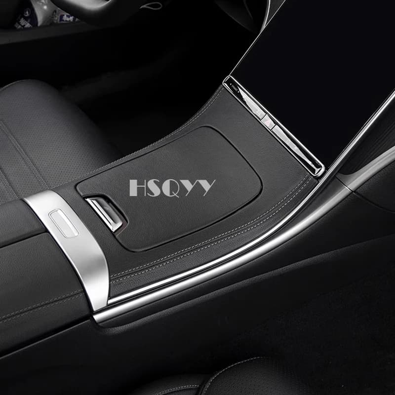 Modify interior decoration of car central console leather upholstery frame for Mercedes Benz Class C GLC W206 X254