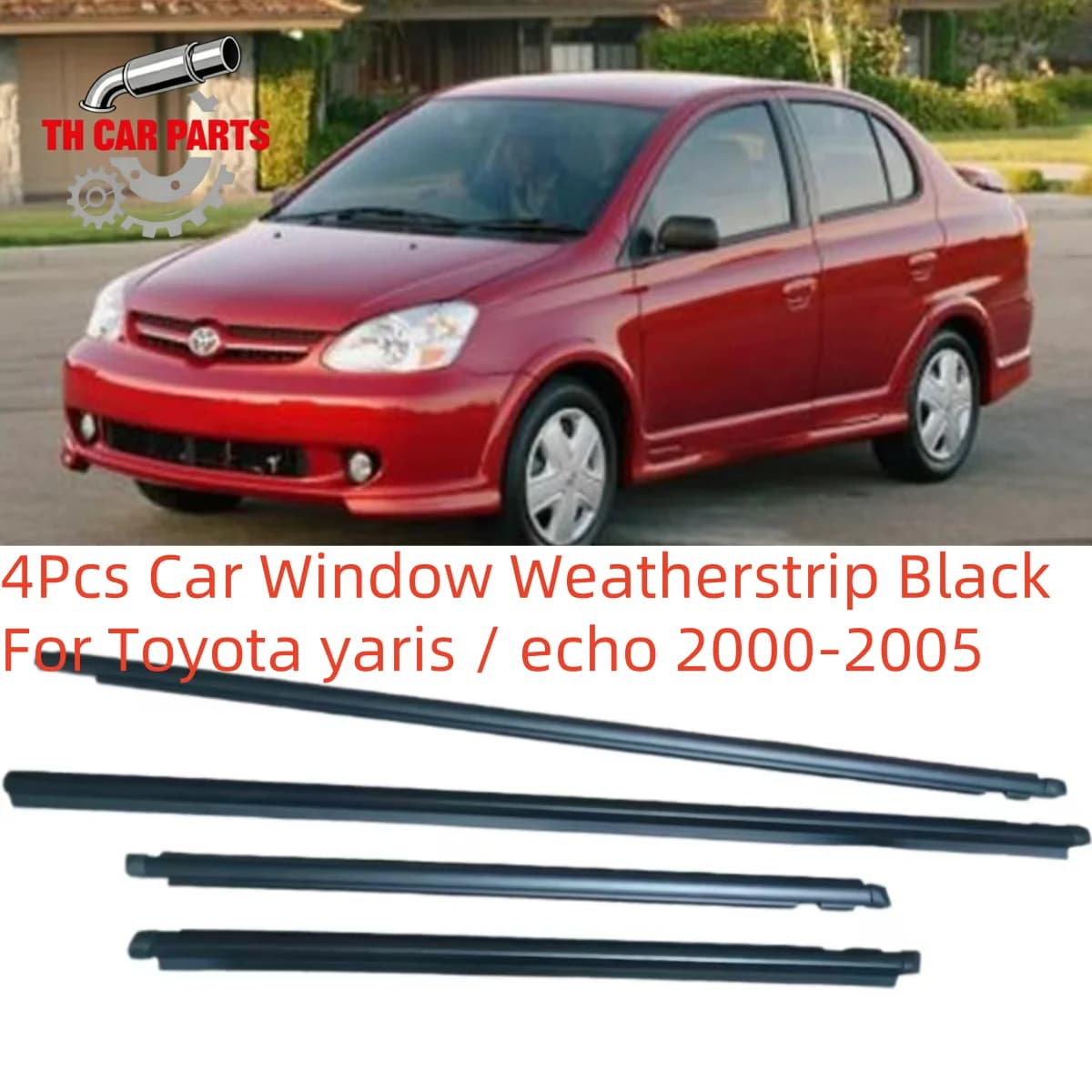 4 Pezzi Guarnizioni Finestrini Auto Nere per Toyota Yaris / Echo 2000-2005, Modanature Finestrini 68210-52020