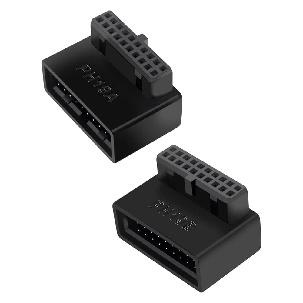 Adattatore USB 3.0 da 19/20 pin maschio a femmina ad angolo retto Scheda madre Connettore di rotazione di 90 gradi per la gestione dei cavi aerodinamico del PC