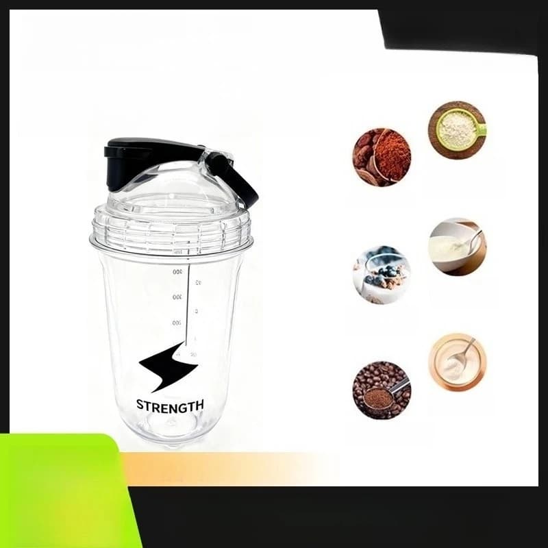 Nuovo Bicchiere in Plastica da 500ML per Proteine Sportive con Sfera Mescolatrice, Bicchiere per Frullati, Bicchiere Agitabile