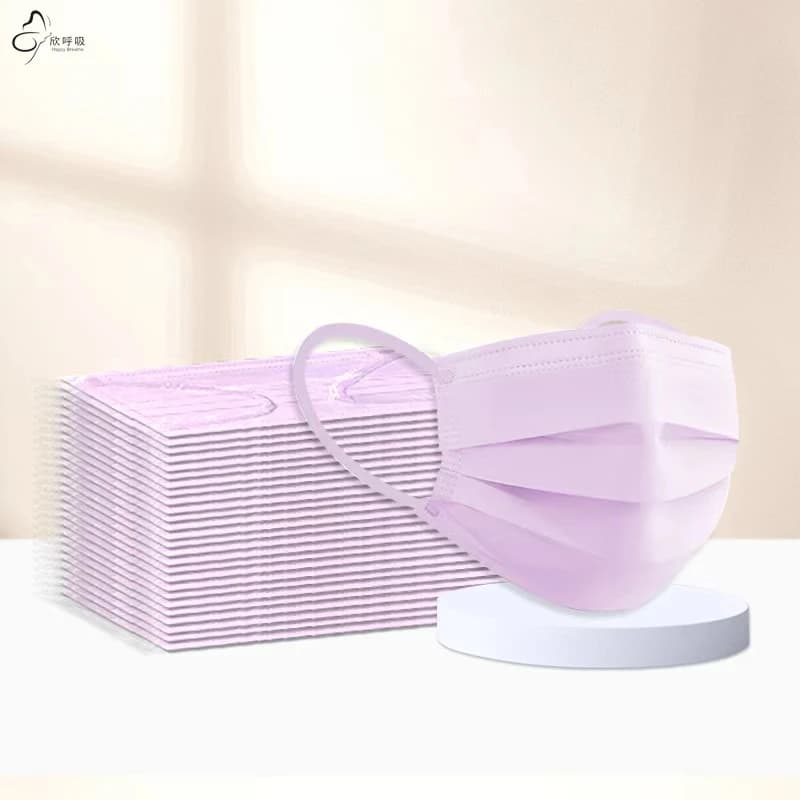 50 pezzi di maschere monouso rosa per adulti, piatte, per la salute, protezione personale, confezionate singolarmente