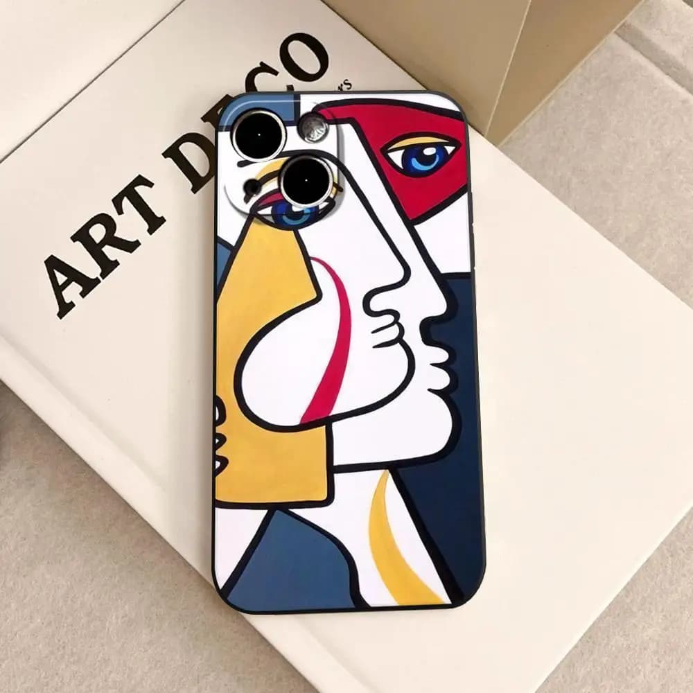 Cover per iPhone con Pittura Astratta di Picasso per iPhone 17 Air 16 15 14 Plus 13 12 11 Pro Max 16e, Antiurto, Trasparente HD