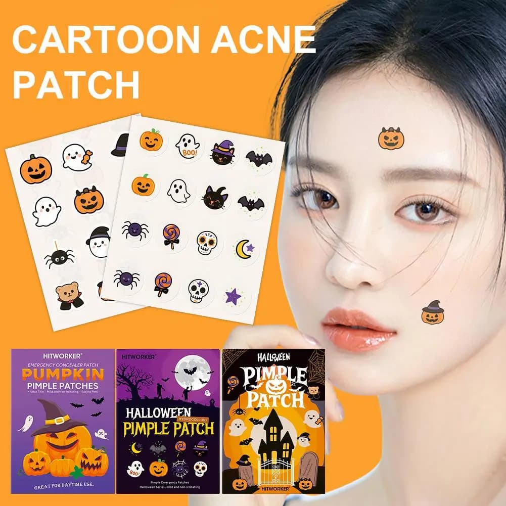 Toppe per l'acne della serie Halloween Toppe per brufoli traspiranti impermeabili con design fantasma di zucca Toppe per correttore per accessori per il trucco del partito