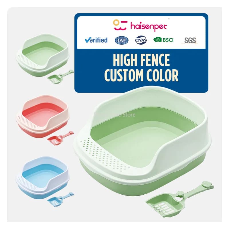 Large High Wall Border Splash Proof Pet Toilet Plastic Training Bedpan Cat Litter Box