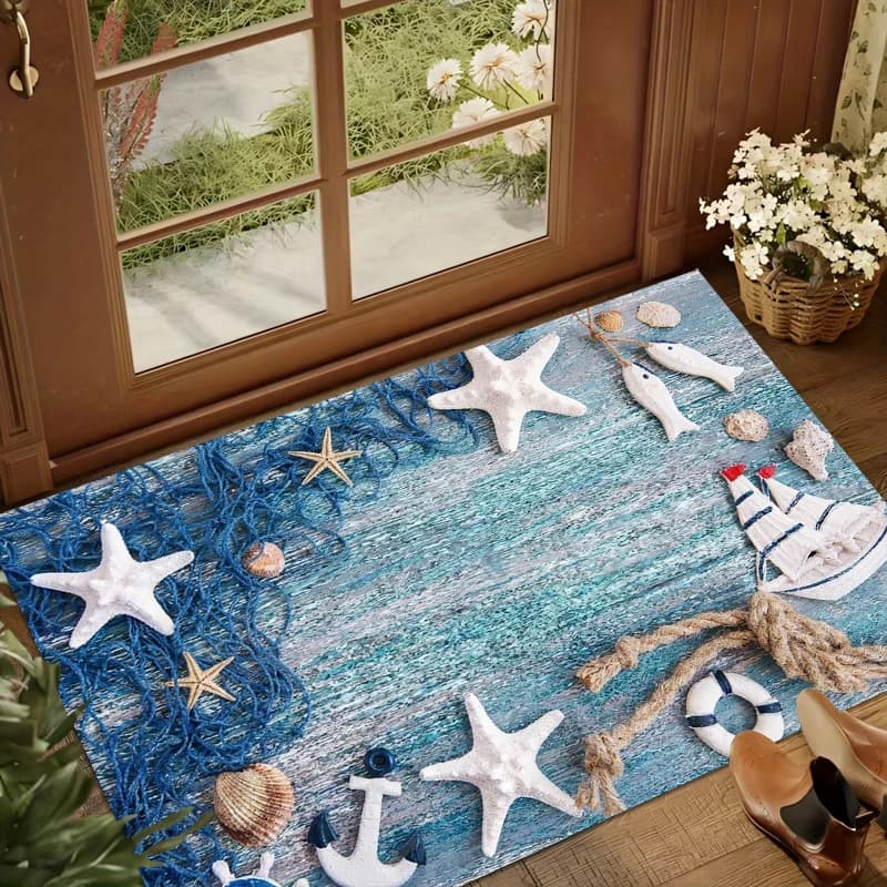 Tappetino per porta con motivo a stella marina, per soggiorno, ingresso, decorazione per la casa, cucina, bagno, tappetino assorbente