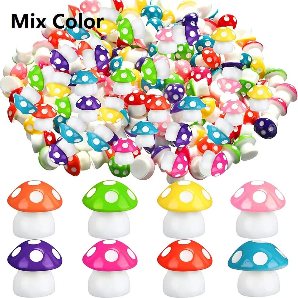 50Pcs Resin Mini Mushroom Figurines Gnome Tiny Mushrooms Miniature For Micro Landscape DIY Fairy Garden Terrarium Crafts Decor