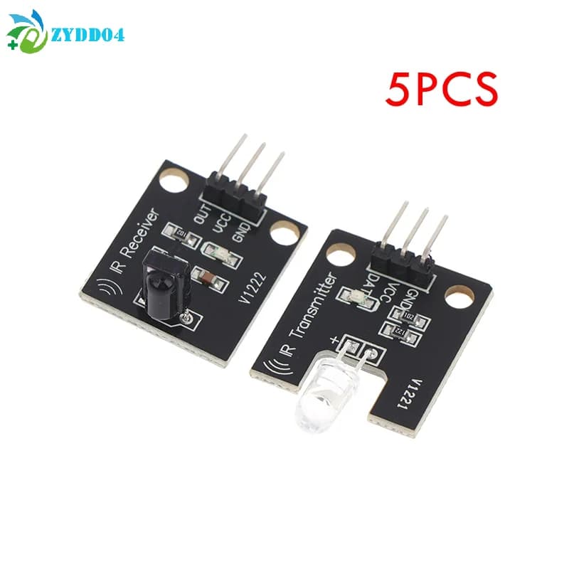 ● Modulo sensore trasmettitore e ricevitore a infrarossi IR da 5 pezzi per Arduino | Portata 38KHz 10M | 5 V CC