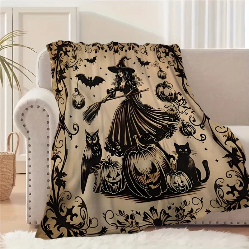 Coperta in flanella di Halloween con zucca mago, regalo morbido e leggero per la pausa pranzo, coperta da tiro per divano, campeggio, viaggi