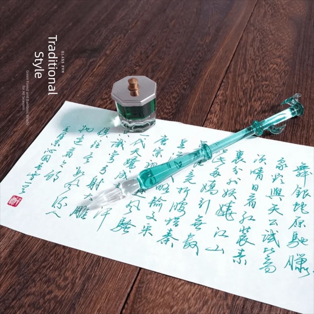 Children Signature Glass Dip Pen Reusable Transparent Dipping Pen Vintage Calligraphy Fountain Pen Art Painting