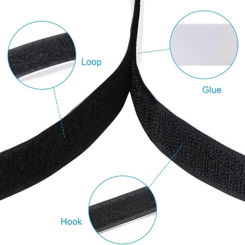 1M Black Nylon Self-Adhesive Buckle Tape Suitable For Diy Clothing Sewing Supplies Adhesive Fastener Tape