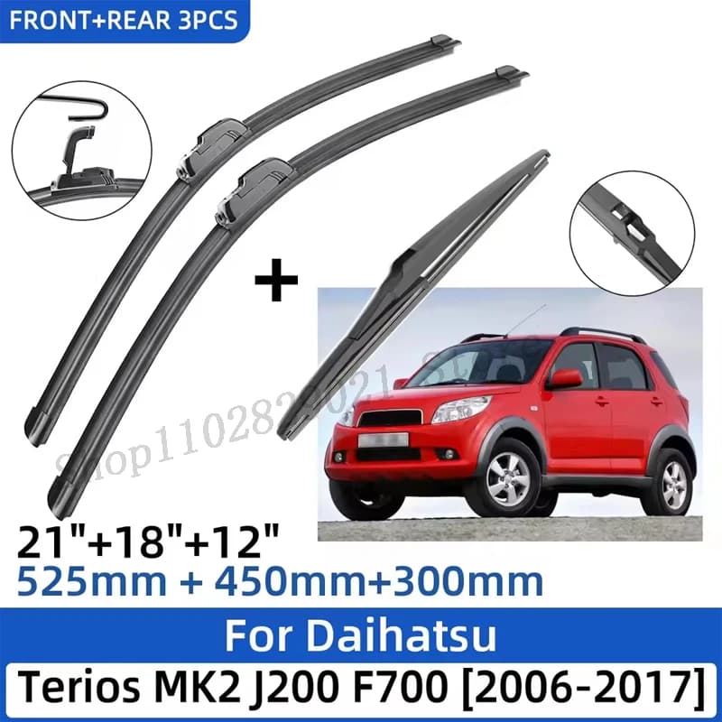 3PCS Per Daihatsu Terios MK2 J200 F700 2006-2017 Anteriore Posteriore Spazzole Tergicristallo Parabrezza Finestra Cutter Accessori