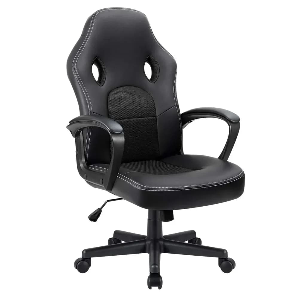 Sedia Ergonomica in Pelle Stile Racing, Girevole e Regolabile con Supporto Lombare per Ufficio e Gaming