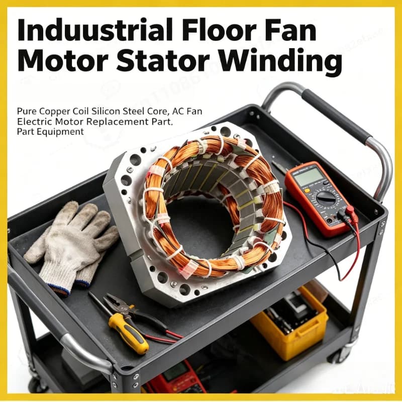 Industrial Floor Fan Motor Stator Winding, Pure Copper Coil Silicon Steel Core, AC Fan Electric Motor Replacement Part Equipment