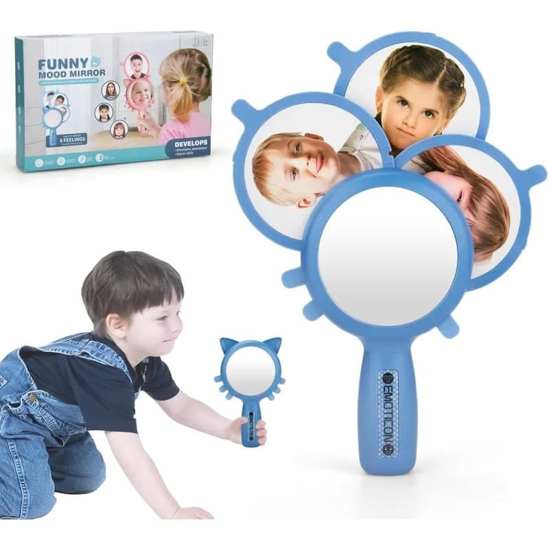 Specchio per espressione imitazione emotiva per bambini Scheda di sviluppo puzzle per l'educazione precoce 6 Giocattolo di apprendimento per simulazione emotiva per bambini