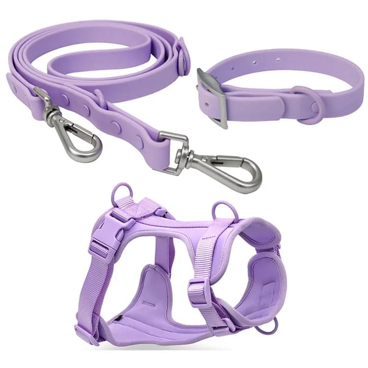 Pet Accessories Supplier Dog Collar and Leash Tactical Pull Free Silicone Dog Harness Set Lead Waterproof Dog Harness