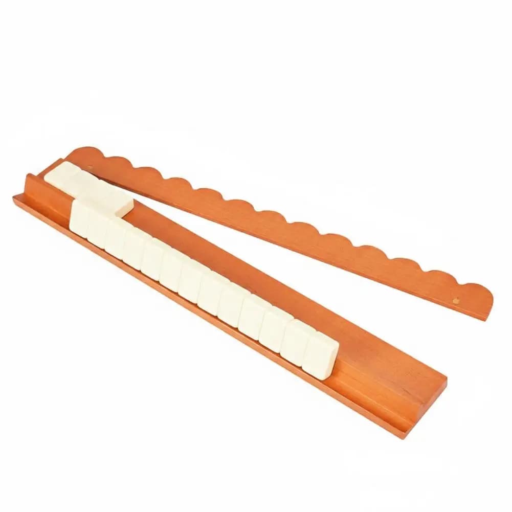 Supporto per Mahjong in Legno con Motivo a Onde, Porta Tessere Liscio da 17 Pollici con Spingi Tessere, Righello Ergonomico per Mahjong per un Gioco Facile (Singolo)