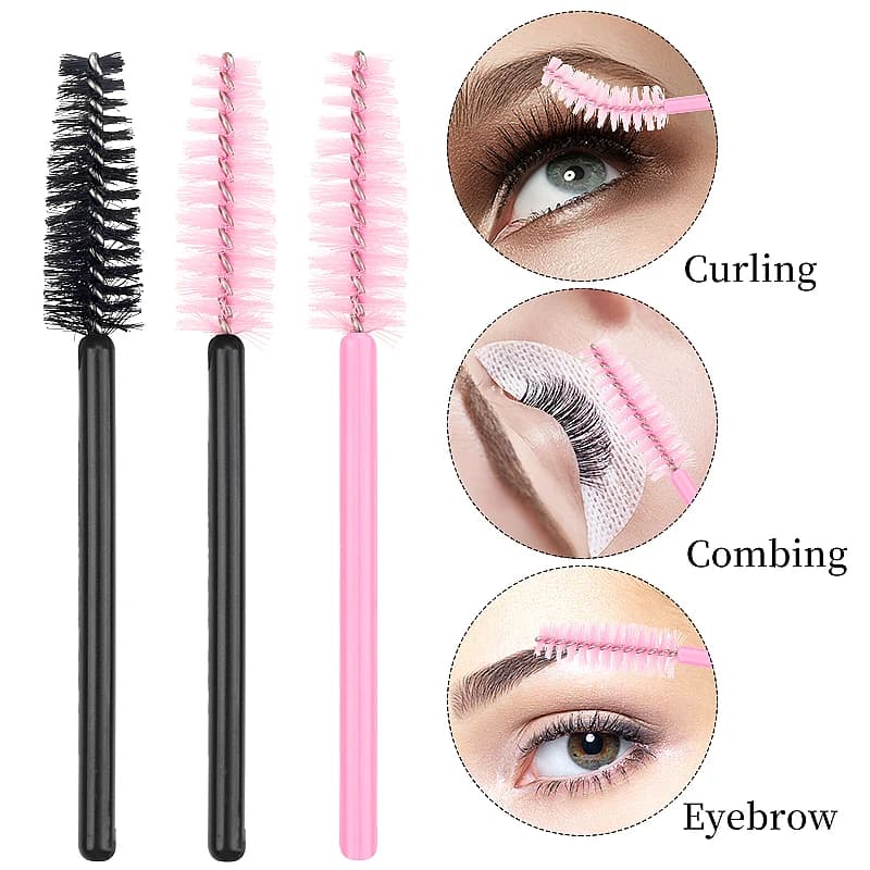 50 pcs Mini Makeup Brush Eyebrow Combos For Eyebrows Extension Microbrush Mascara Bacchette Applying Spoolie Brushes Beauty Tool