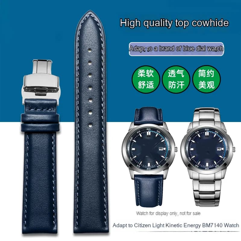 Blue watch strap men 20mm 22mm for Citizen strap Eco Drive BM7140 strap CA4031 watch belt genuine leather watch band bracelet
