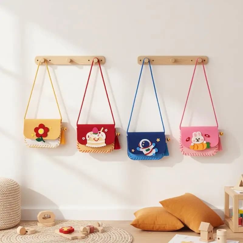 Kit per la creazione di borse in feltro, artigianato artistico, giocattolo da cucito, borsa a tracolla, borsa fatta a mano con cartoni animati per la scuola materna