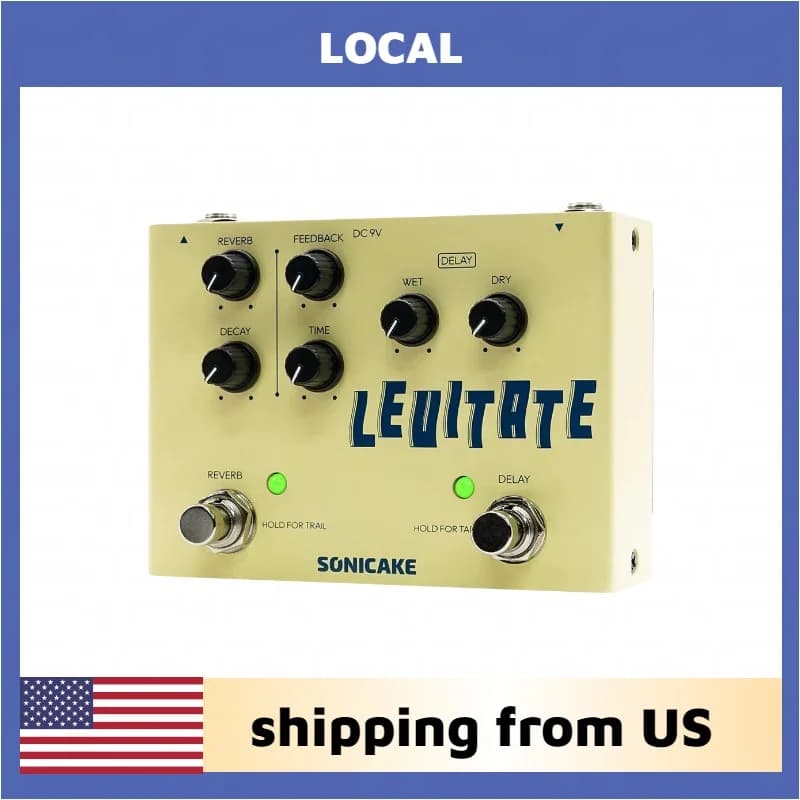 SONICAKE Local Levitate: Pedale Effetti per Chitarra con Delay Digitale e Riverbero 2-in-1, Doppio Footswitch, Spedizione dagli USA