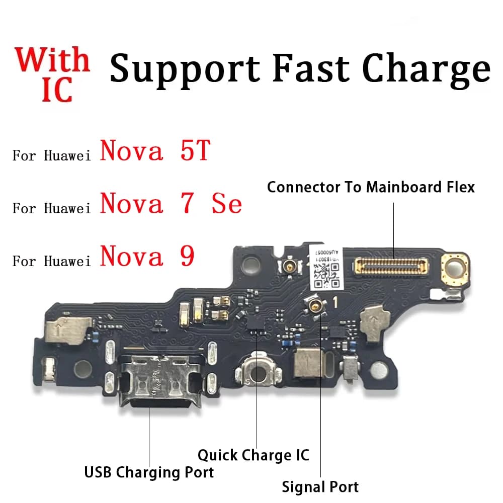 Scheda di ricarica USB per Huawei Nova 5T 7 8 9 10 Pro Se Porta di ricarica USB Connettore scheda USB Cavo flessibile con microfono Microfono