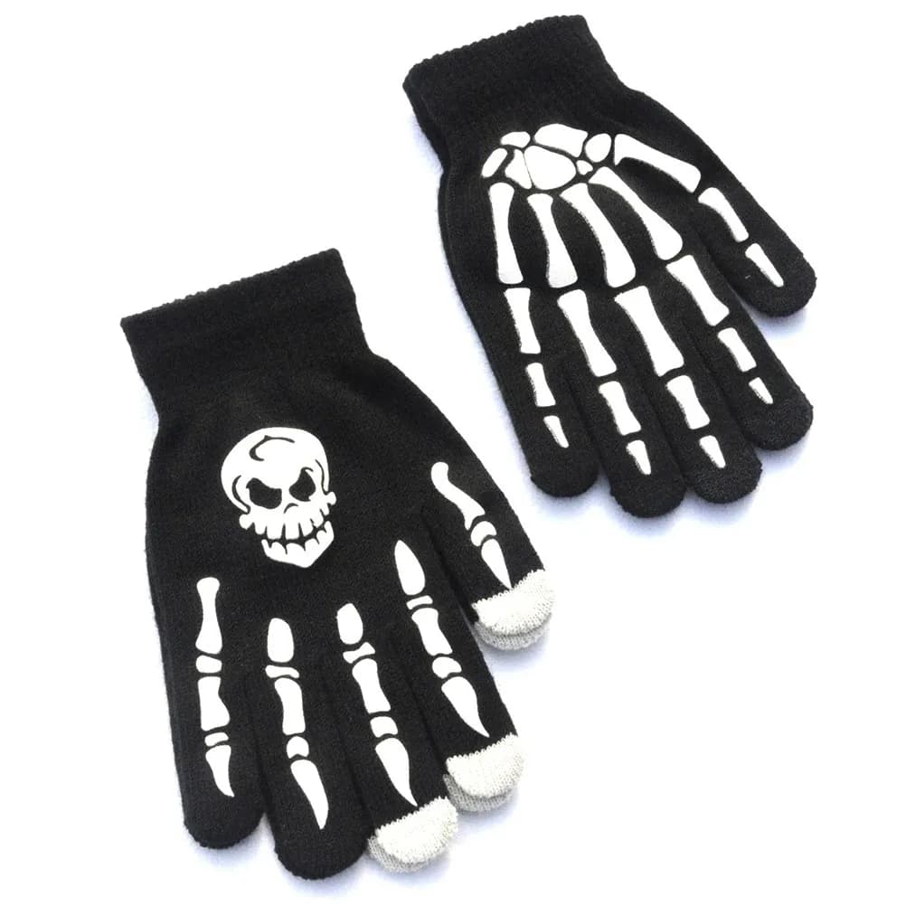 Guanti Invernali Caldi da Uomo con Teschio Bianco, Touch Screen, Antiscivolo, per Sci, Ciclismo, Alpinismo, Equitazione