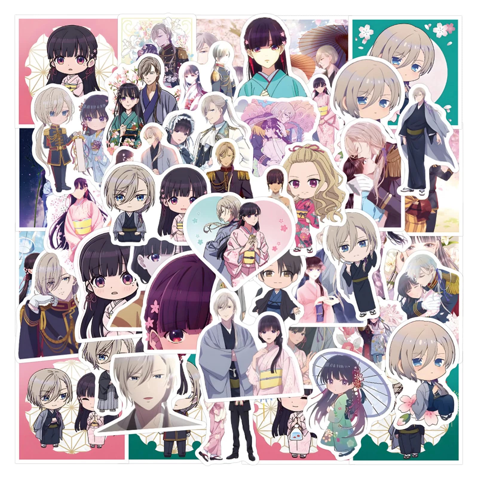 50 Pezzi Adesivi Cartoon Anime 'My Happy Marriage' per Decorazione Graffiti, Quaderni, Valigie, Chitarre, Frigoriferi, Telefoni