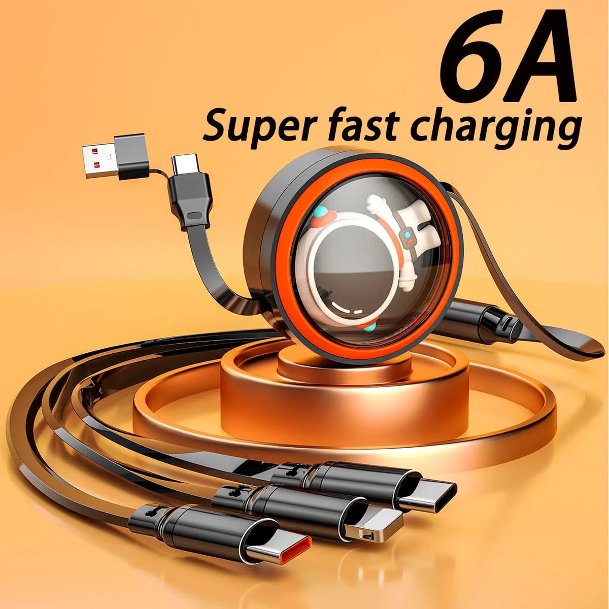 6A - Cavo dati estensibile da 3 metri per ricarica super veloce da USB/TYPE-C a 2 Type-C + 1 per iPhone 1,2 m / 47,24 pollici