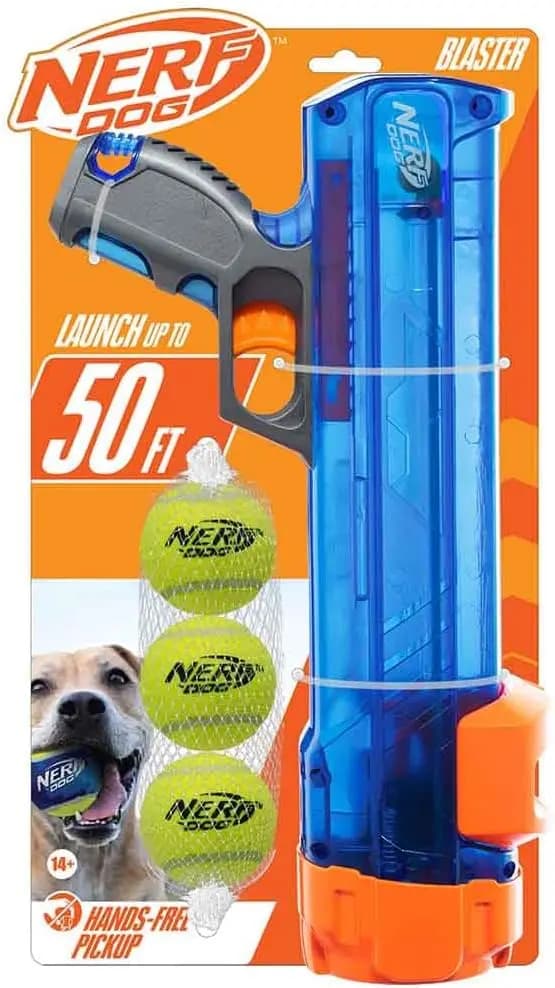Set Regalo Lanciatore di Palline da Tennis per Cani, Giocattolo per Cani che Spara Palline fino a 15 Metri, Palla per Cani
