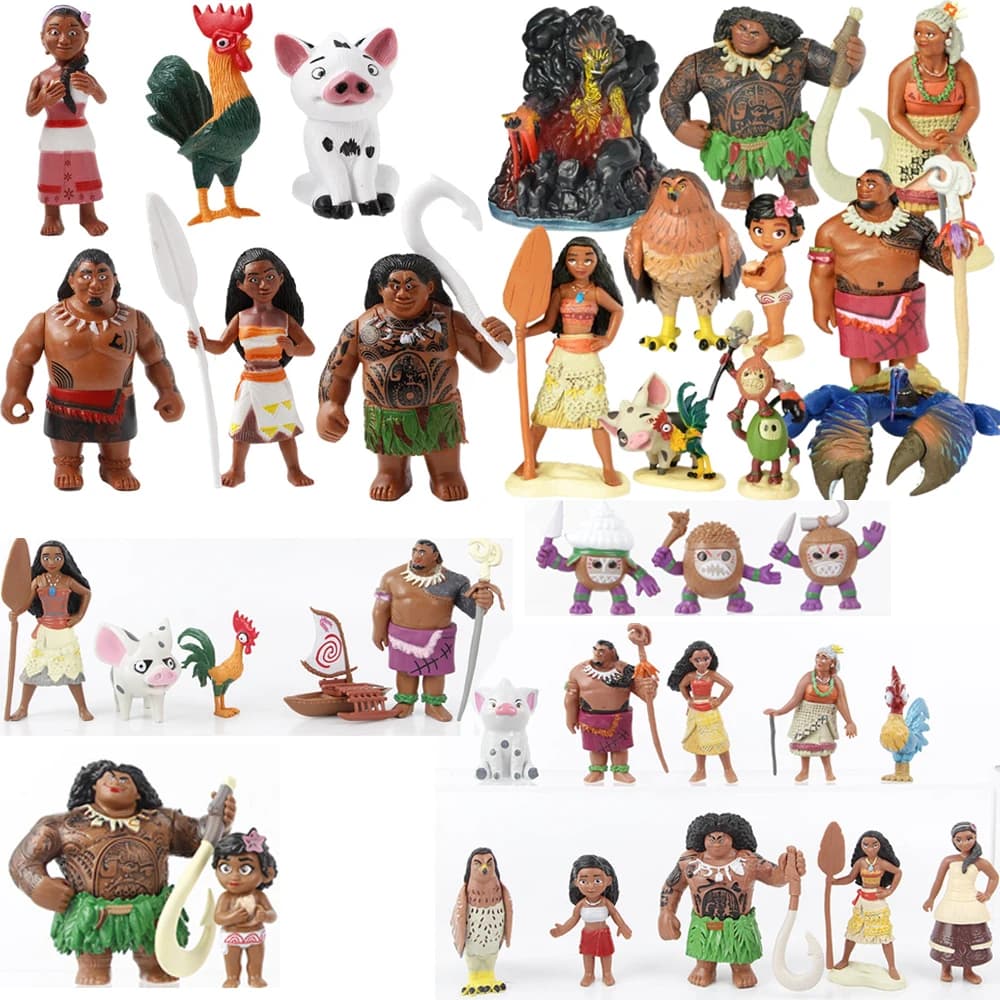 Action Figure di Moana, Principessa Maui, Capo Tui, Tala, Heihei, Pua, Modellini da Collezione, Giocattoli Carini per Bambini, Regali di Natale