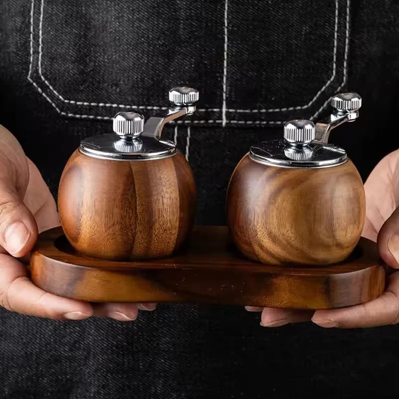 Macina sale e pepe in legno, mini smerigliatrice manuale con nucleo in ceramica, pepe e sale, smerigliatrice multiuso, utensili da cucina per barbecue