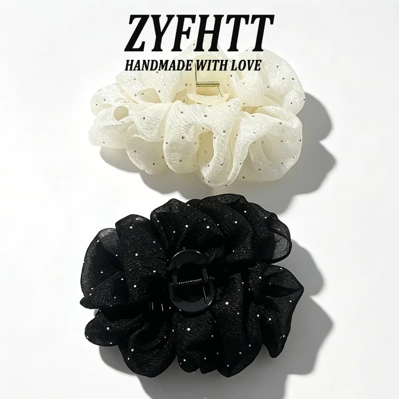 1/2 pz. Eleganti Accessori per Capelli da Donna con Strass Lucidi, Fermagli a Squalo Stile Coreano, Accessori per Capelli in Rete Soffice