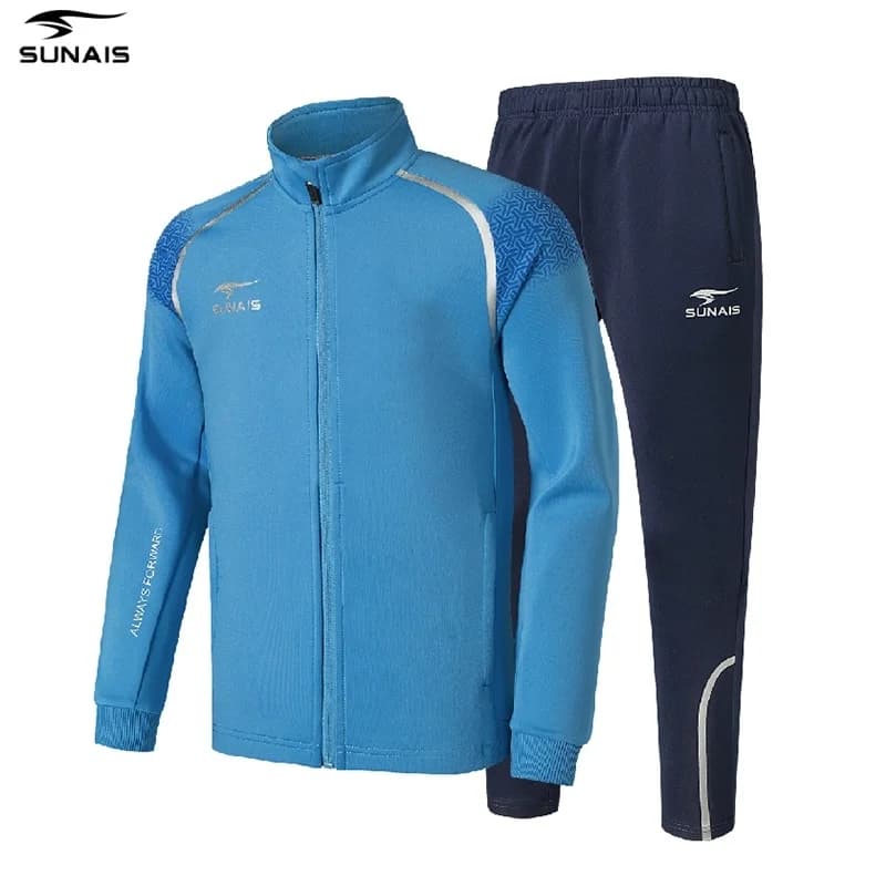 SUNAIS Adult & Children Football Tracksuit Set, Breathable Cardigan Coat Elastic Waistband Soccer Training Sportswear 730219