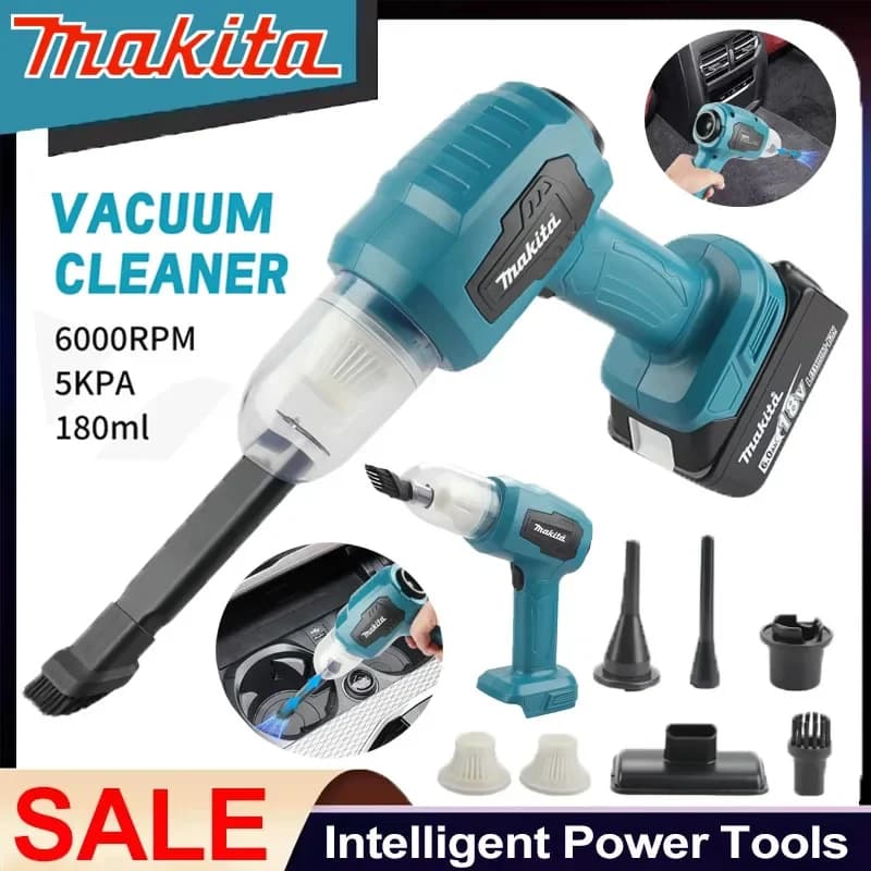 Aspirapolvere Portatile Makita Senza Fili per Auto, Multifunzione, Ricaricabile, con Batteria 18V