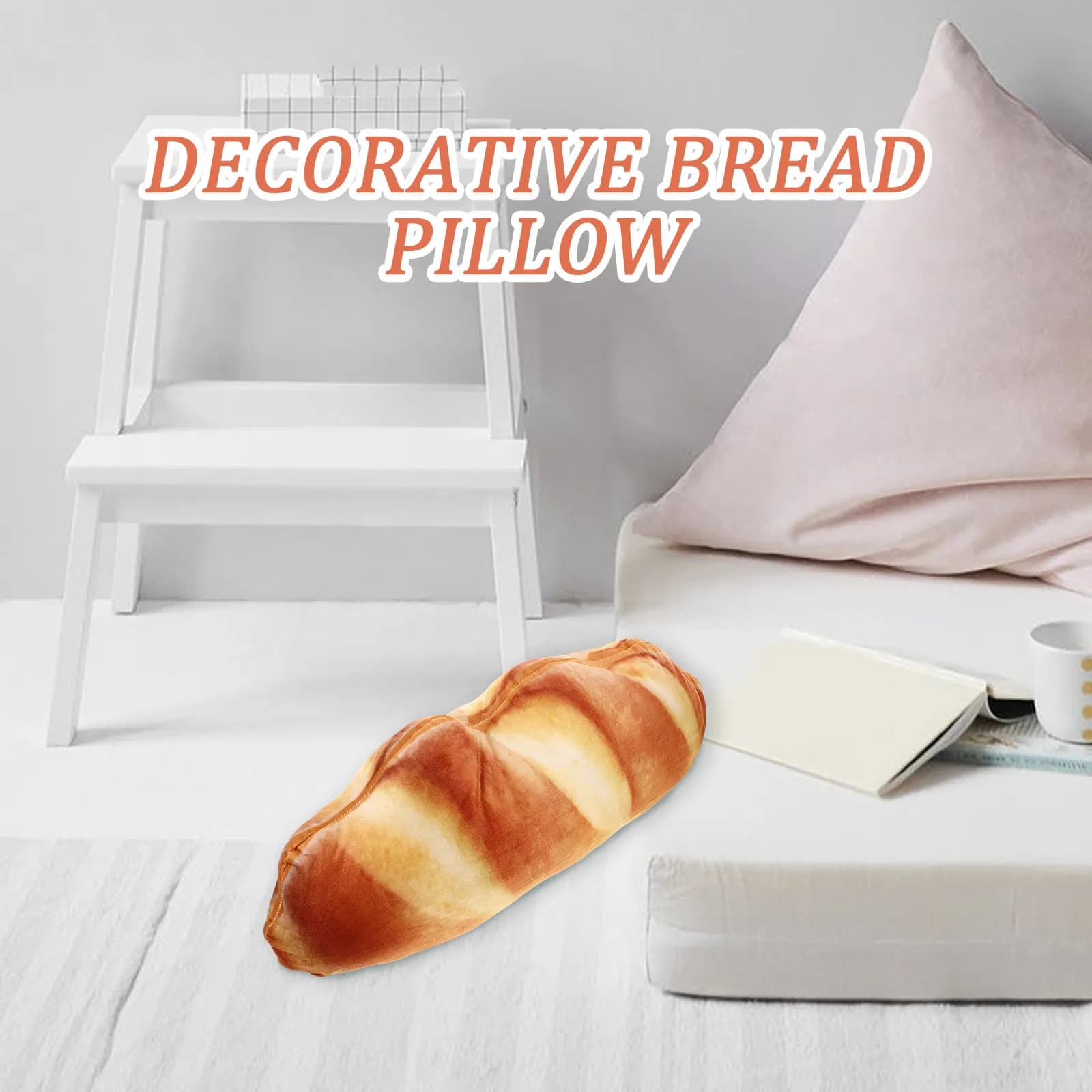 Bread Shaped Hugging Pillow Soft Cuddly Sleep Throw Pillow for Sofa Bed Living Room Nursery Decor Gift Birthday Valentine