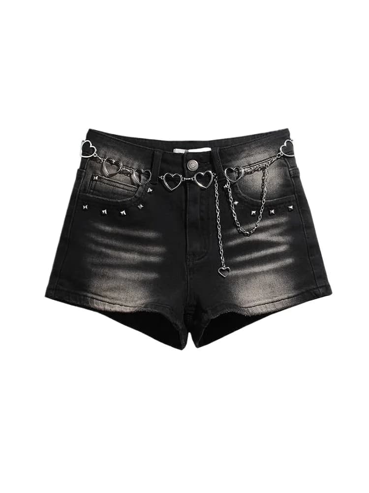 Summer Women Goth Dark Academia Low Rise Jeans Shorts Denim Shorts Y2K 2000s Gyaru Coquette Japanese Harajuku Hot Pants Tide New