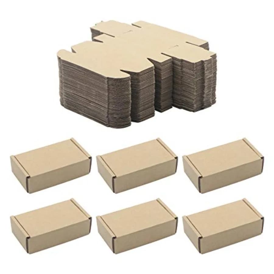 50 Pack Kraft Paper Boxes, Foldable Rectangular Paper Box Packing Box for shipping, Storaging Small items, Brown, 3.62 x 1.98 x