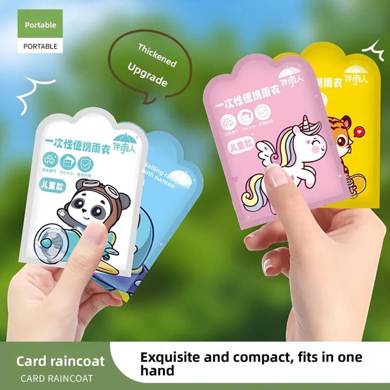 Disposable Kids Raincoat Thick Full Body Waterproof With Backpack Slot Portable Card‑type Rain Poncho Boys Girls School Use