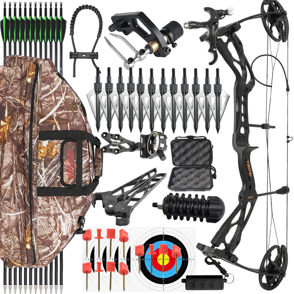 M133 Archery Compound Bow 0-70lbs Draw Weight Aluminium Alloy Riser Right Hand Outdoor Shooting Target Hunting Bow