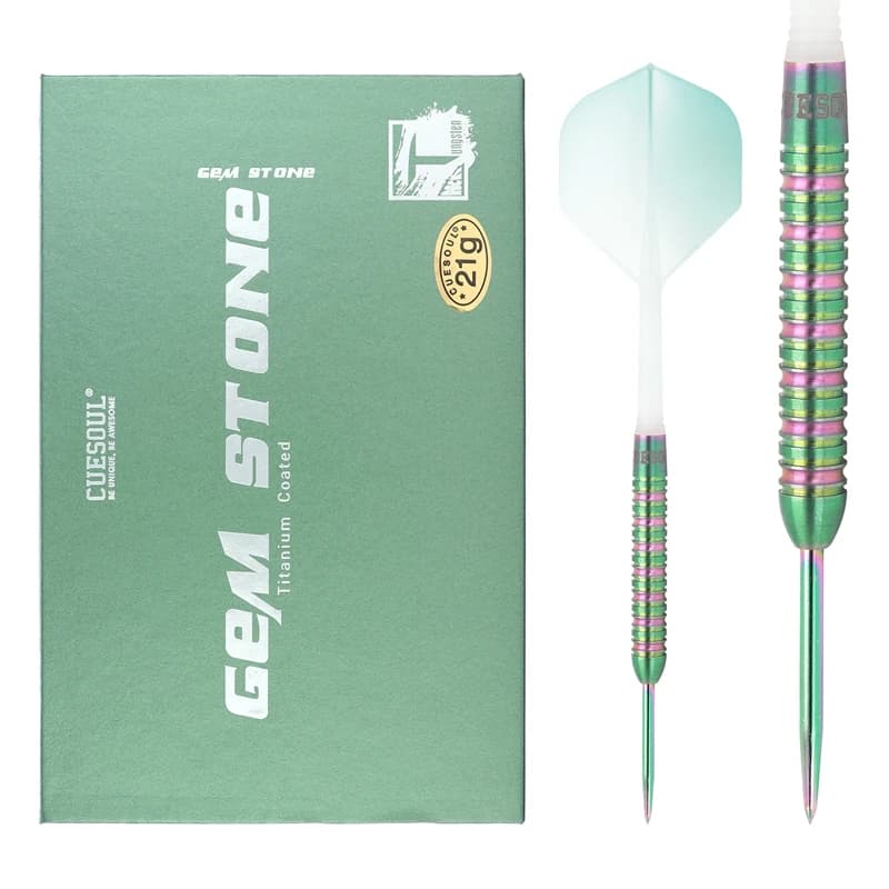 CUESOUL Green GEM Stone 21g Punta in acciaio 90% freccette al tungsteno