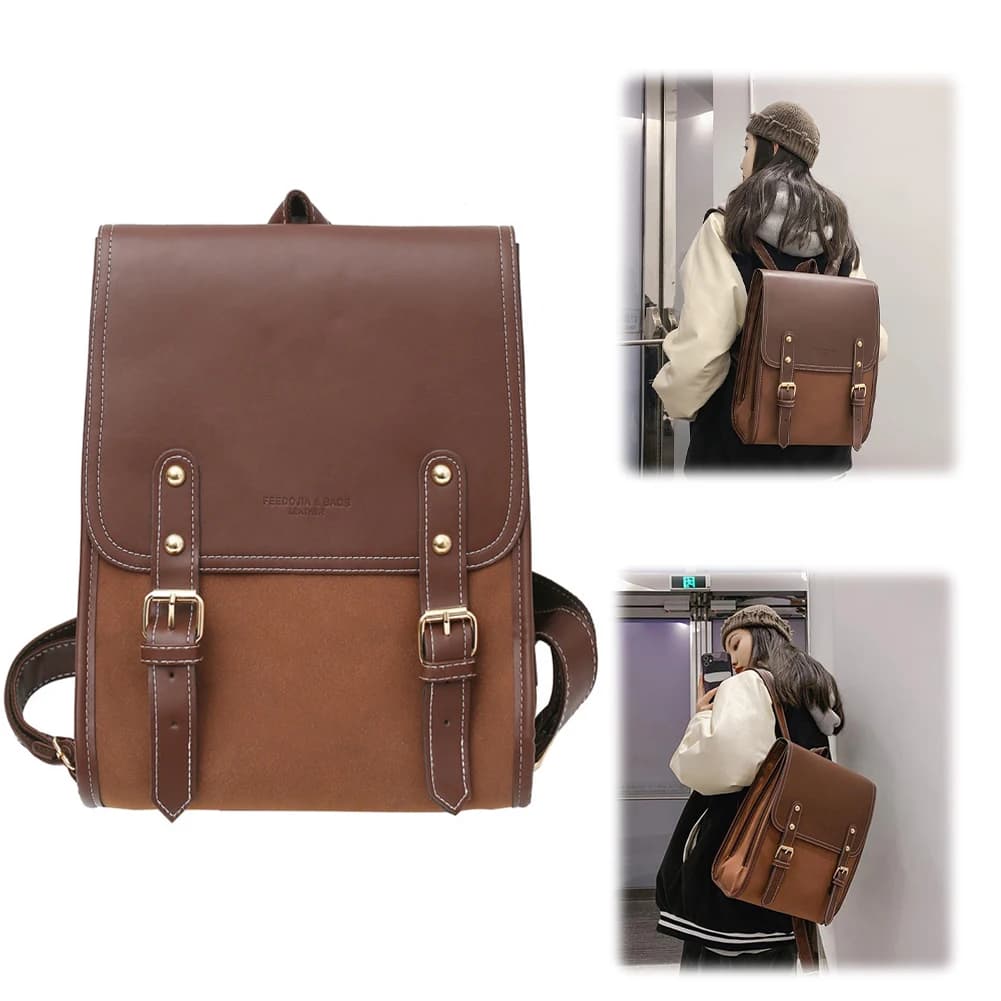 Zaini da viaggio giapponesi Borsa da scuola di grande capacità per donne e signore (marrone)