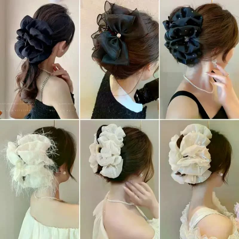 1Pcs Temperamental Mesh Hair Accessory Oversized Double-Sided Rhinestone Bubble Clip For Women Extra Large Hairclip