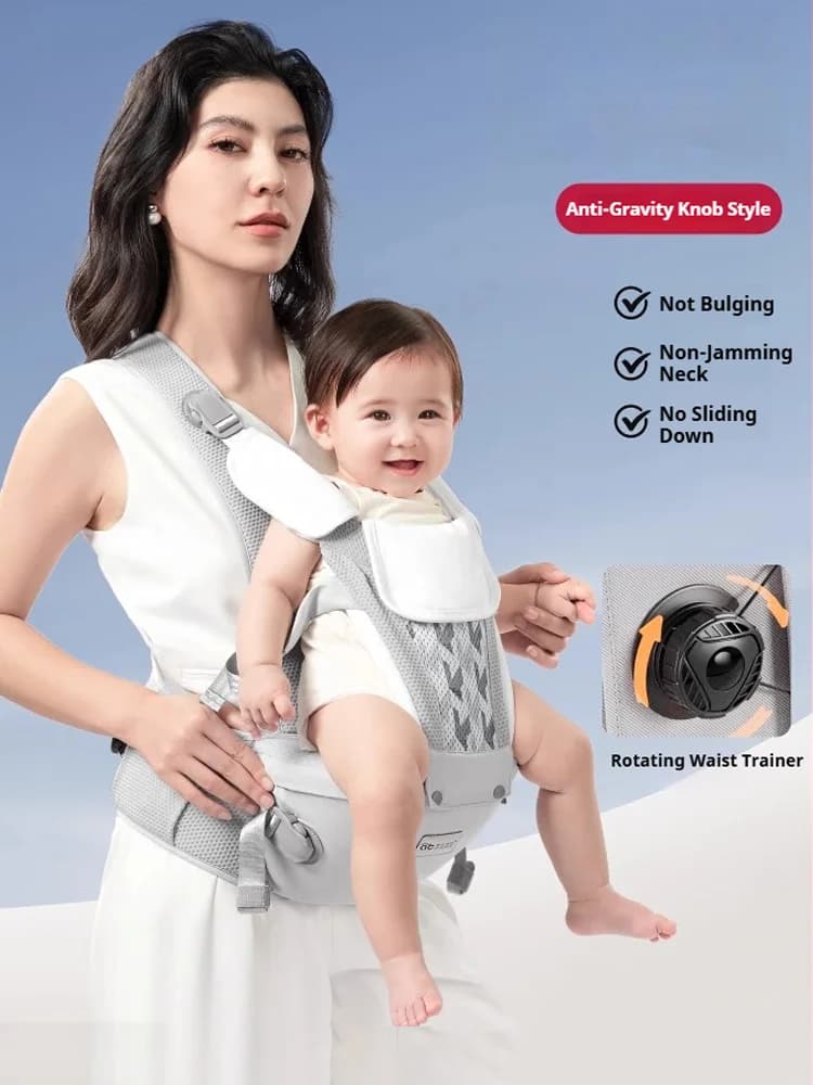 AIBEDIAL Marsupio con manopola Marsupio ergonomico per neonato Kangaroo Infant Wrap Sgabello per marsupio a forma di U con asciugamano per bava