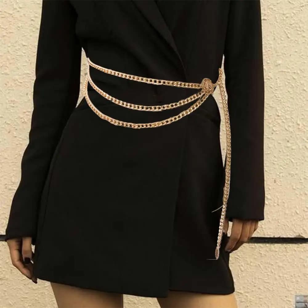 Stitching Bohemian Clothes Decoration Tassel Alloy Chains Sun Flower Waist Chain Women Body Chain Aluminum Chain Metal Belts