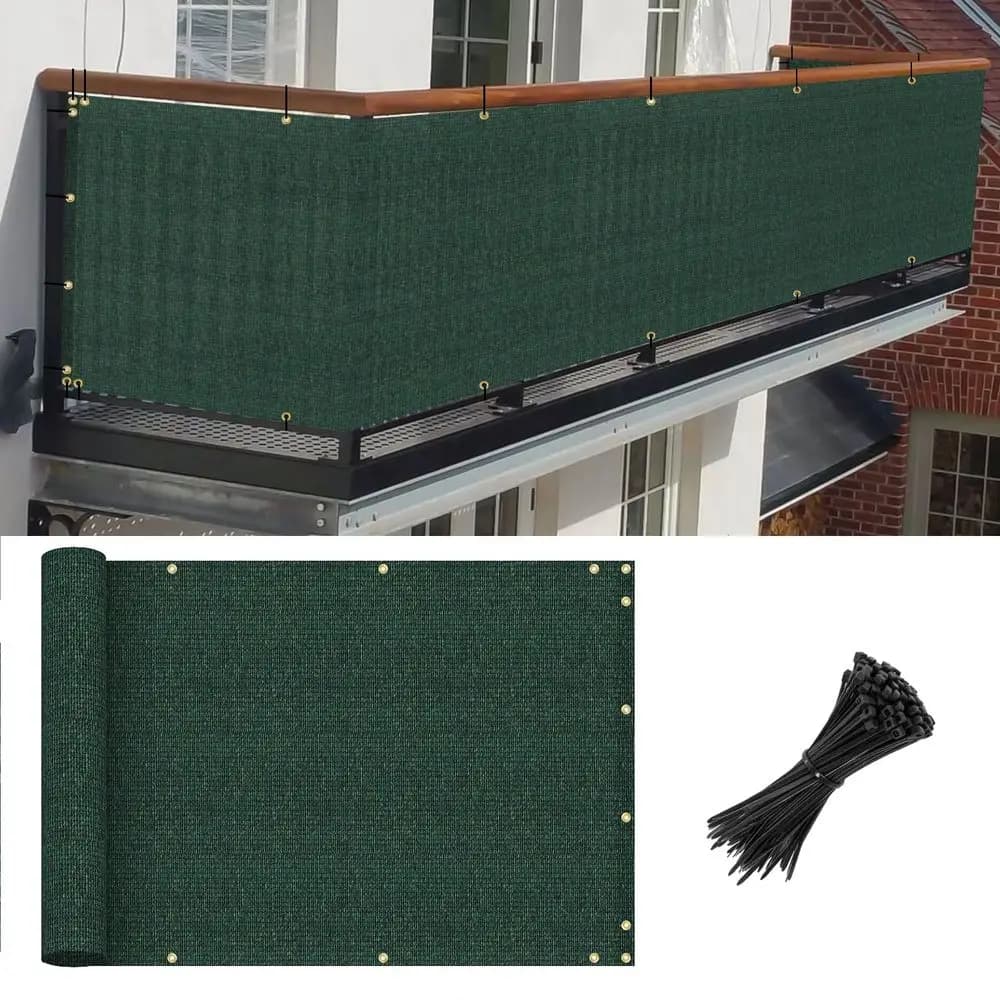 Green Balcony Privacy Screen Fence Outdoor Patio Mesh Shade Net Cover, UV Protection Shade Cloth Temporary Fencing for Apartmen
