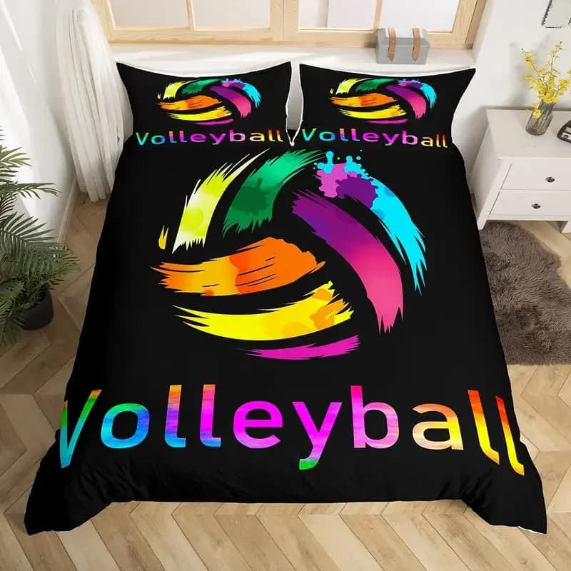 Set of sporty volleyball bedding King Queen Sports Theme Cover Watercolor Volleyball Cover with ball
