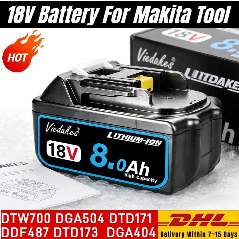 Power supply Makita 18V 8Ah BL1830 BL1840 BL1850 BL1860, Replacement for Makita 18V Tools Original