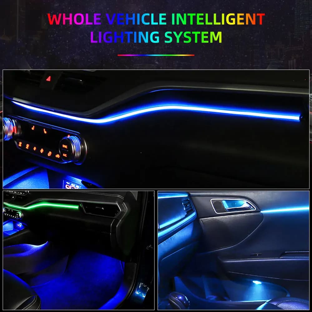 6/18 in 1 RBG 64 luci ambientali per auto a colori guida per strisce luminose acriliche per interni lampada per atmosfera con decorazione d'interni in fibra ottica