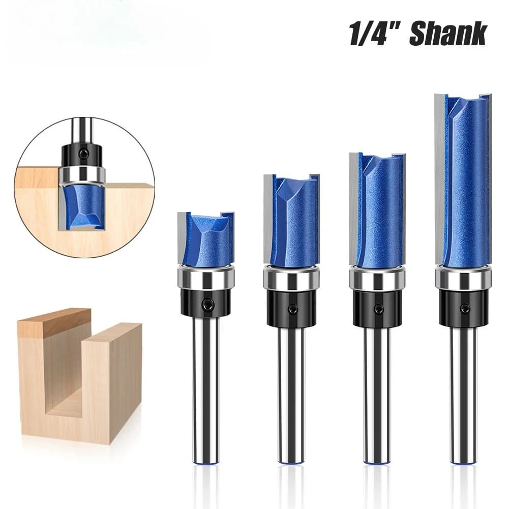 Fresa dritta da 6 mm con codolo da 1/4 di pollice, fresa per modelli e rifilature con cuscinetto, in carburo di tungsteno